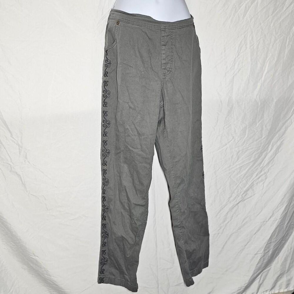 y2k 2000s beaded leg grey straight leg pants